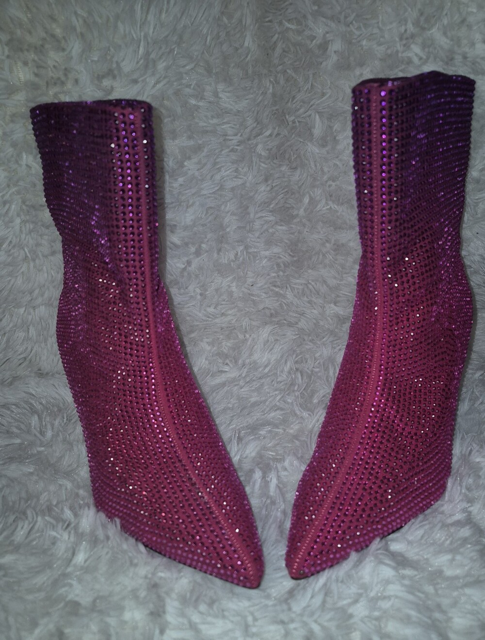 Fashion Nova Fuchsia Rhinestone Pointed Ankle Boots